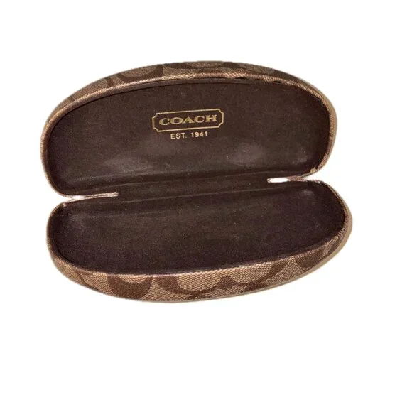Coach Hinged Hardshell Sunglasses Eyeglasses Case Brown & Tan Logo